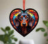 Dachshund Black Stained Glass Effect Heart Suncatcher